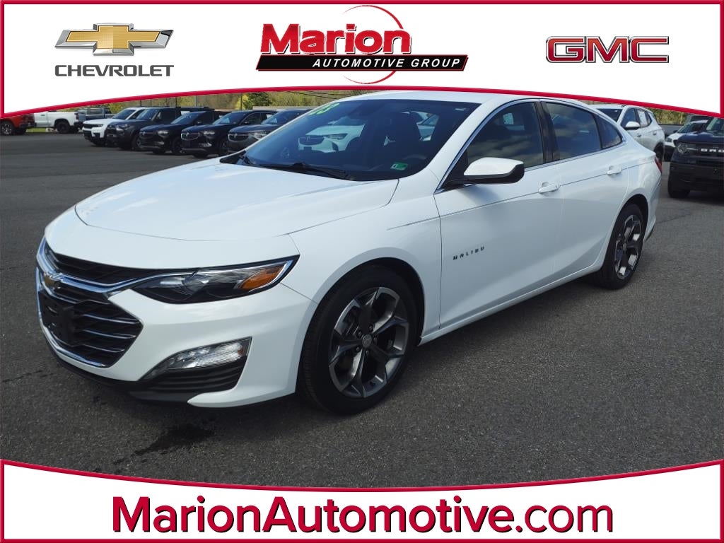 2023 Chevrolet Malibu LT in Summit White — front three-quarter view