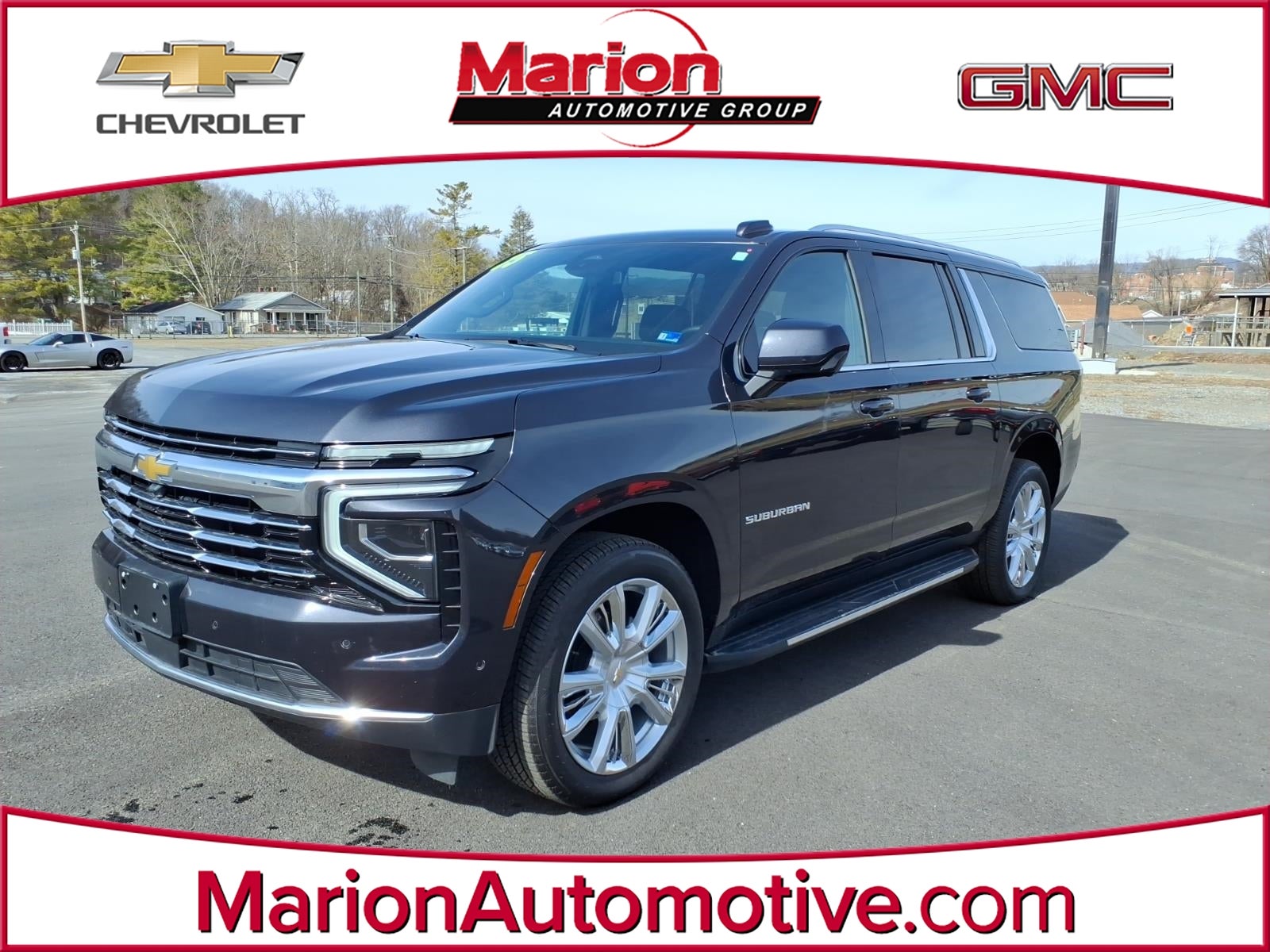 2025 Chevrolet Suburban LT in Dark Ash Metallic — front three-quarter view