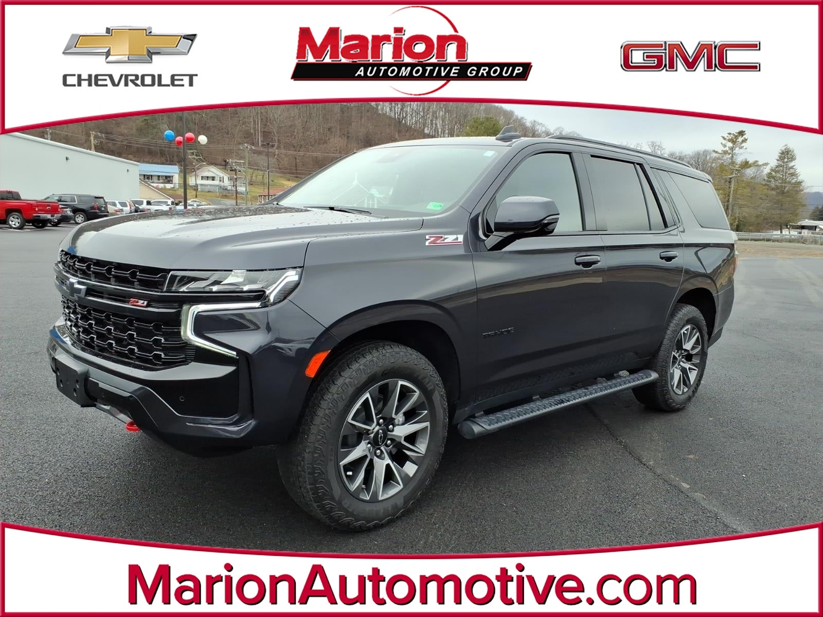 2024 Chevrolet Tahoe Z71 in Dark Ash Metallic — front three-quarter view