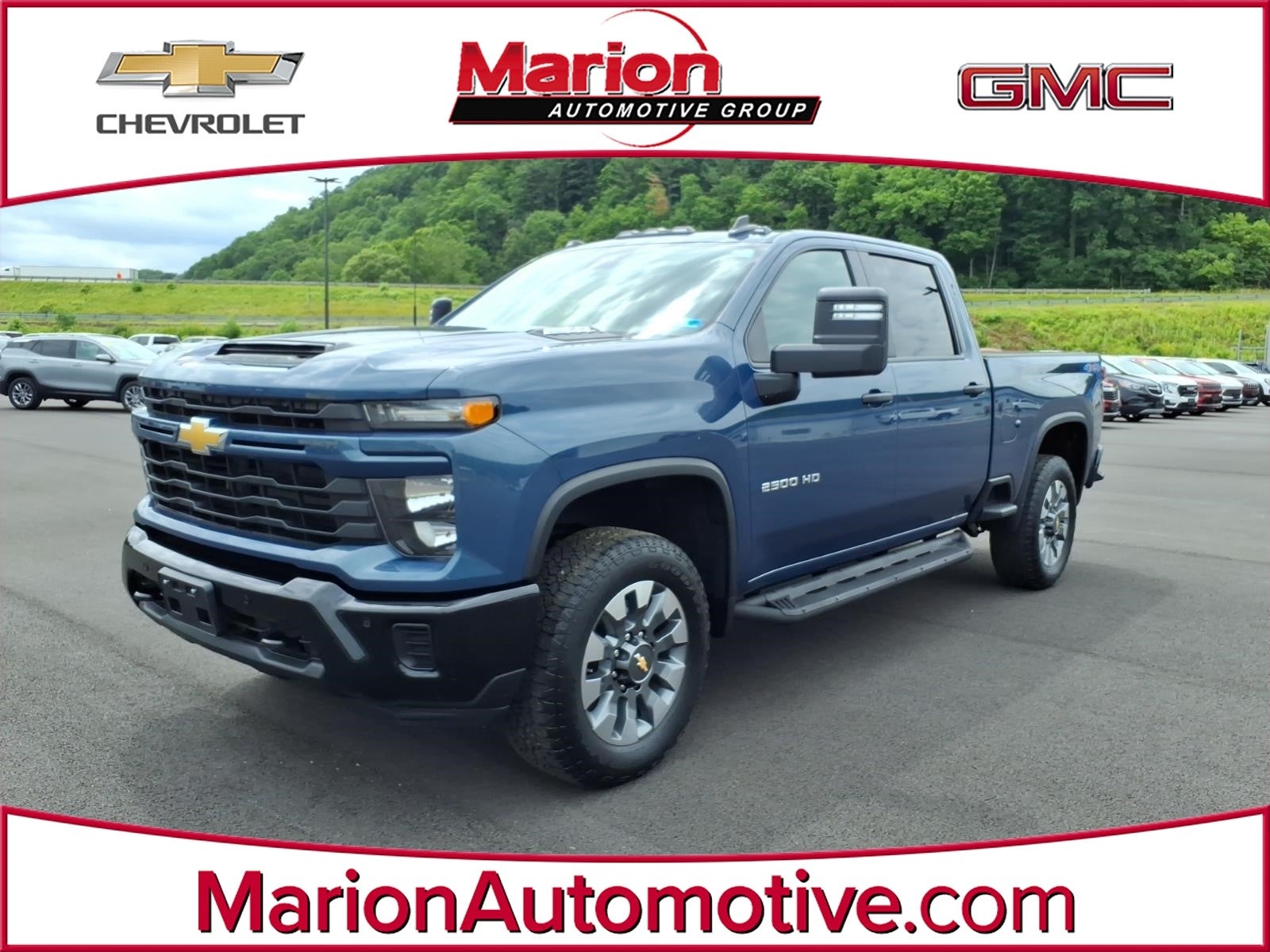 2025 Chevrolet Silverado 2500 HD Custom in Lakeshore Blue Metallic — front three-quarter view